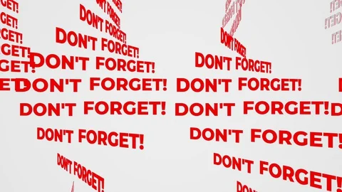 Don't forget text kinetic typography. Reminder and important note banner concept Stock Footage 129640154