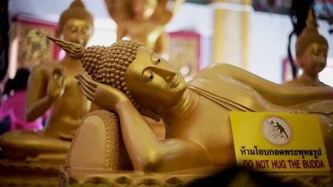 Don't Hug the Buddah, Wat Chalong, Phuket Stock Footage 85456861