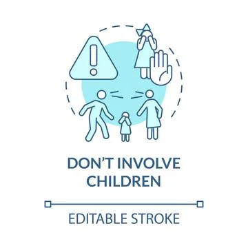 Dont involve children turquoise concept icon Stock Illustration