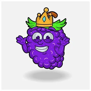 Dont Know Smile expression with Grape Fruit Crown Mascot Character Cartoon. Stock Illustration