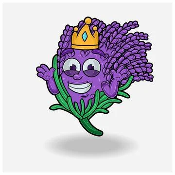 Dont Know Smile expression with  Lavender Crown Mascot Character Cartoon. Stock Illustration