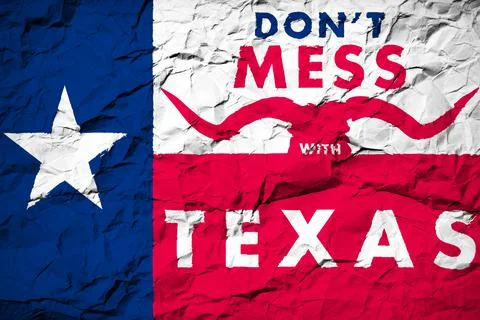 Don't Mess with Texas Flag Creased Crumpled Paper Stock Illustration