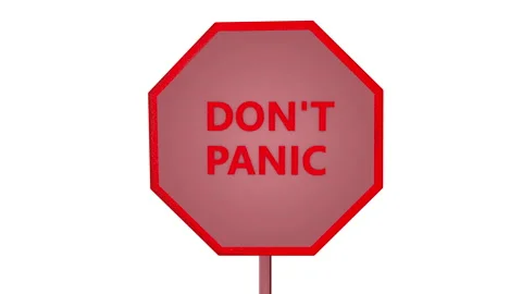 Don't panic. 3D animation video, stay safety, road sign 4k Stock Footage 154367369