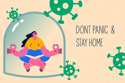 Dont panic and stay home concept Stock Illustration