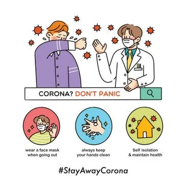 Don't Panic Be Aware Corona Covid-19 Campaign Vector Illustration Illustrazione stock