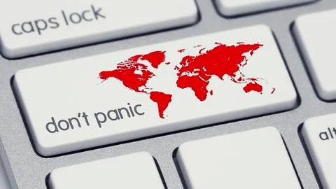 Dont Panic Keyboard Button Red World icon 库存插图
