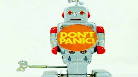Dont panic robot big Stock Footage 320521209