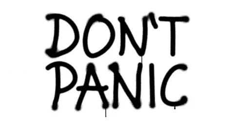 Don't panic sign spray painted isolated Video stock 150549036