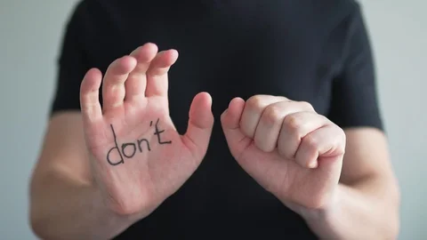 Don't panic. Text on men's hands, close-up. The concept of the coronavirus 스톡 동영상 126969562