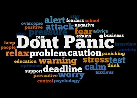 Dont Panic, word cloud concept Stock Illustration