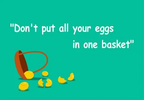 Don't put all your eggs in one basket with art Stock Illustration