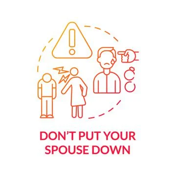 Dont put your spouse down red gradient concept icon Stock Illustration