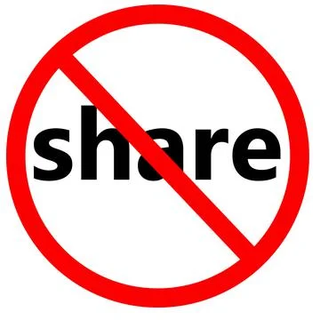 Dont share stop icon on white background. No share prohibited sign. Illustrazione stock