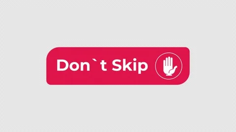 Dont skip interactive flat button with click animation Stock Footage 332272178