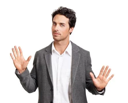 Dont take this the wrong way. Portrait of a handsome young businessman gesturing Stock Photos