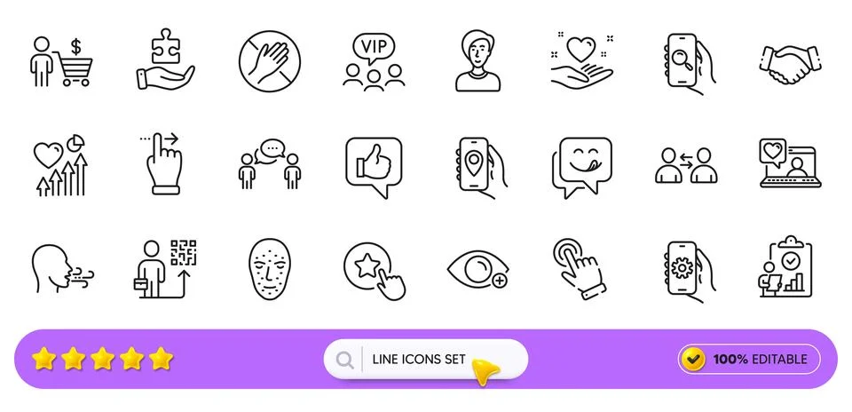 Dont touch, Cursor and App settings line icons for web app. Pictogram icon. Line Stock Illustration