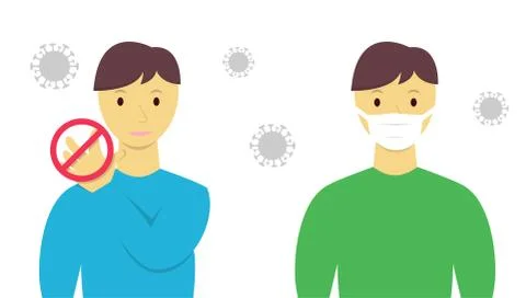 Dont touch your face and wear protective mask Stock Illustration
