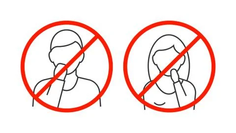Dont touch your face line icons on white backgound Stock Illustration