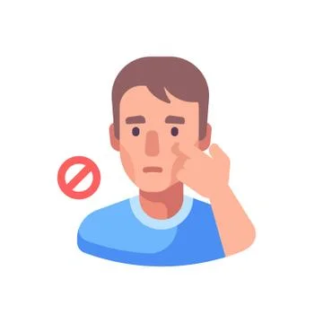 Don't touch your face to prevent infection. Virus prevention flat illustratio Stock Illustration