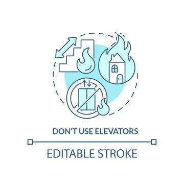 Dont use elevators turquoise concept icon 스톡 일러스트