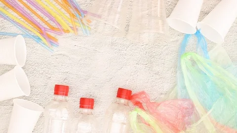 Don't use plastic. Save the planet. Use recycling and eco-friendly materials Stock Footage 122266429