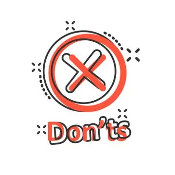 Don'ts sign icon in comic style. Unlike vector cartoon illustration. No busin Stock-Illustration