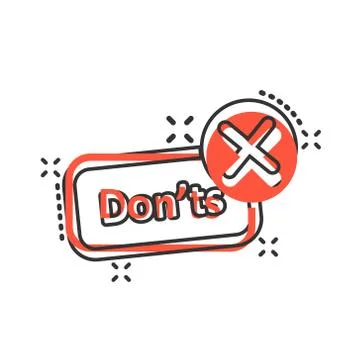 Don'ts sign icon in comic style. Unlike vector cartoon illustration. No busin Stock-Illustration