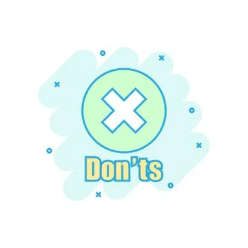 Don'ts sign icon in comic style. Unlike vector cartoon illustration. No busin Stock-Illustration