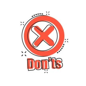Don'ts sign icon in comic style. Unlike vector cartoon illustration. No busin Stock-Illustration