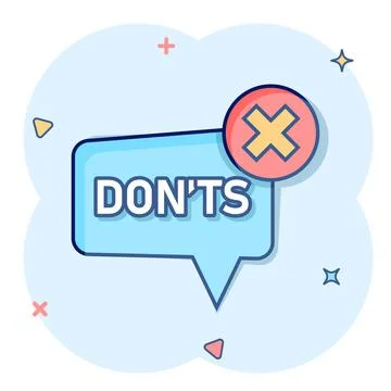 Don'ts sign icon in comic style. Unlike cartoon vector illustration on white  Stock-Illustration