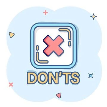 Don'ts sign icon in comic style. Unlike cartoon vector illustration on white  Stock-Illustration