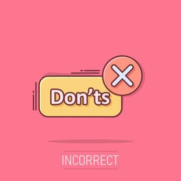 Don'ts sign icon in comic style. Unlike vector cartoon illustration. No bus.. Stock-Illustration
