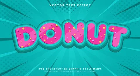 Donut 3d editable text effect Template Stock Illustration