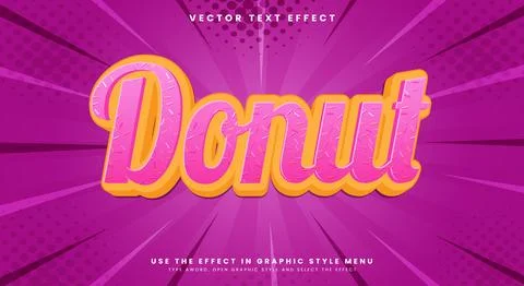 Donut 3d editable text effect Stock Illustration