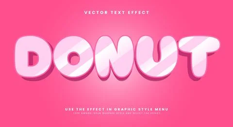 Donut 3d editable text effect Template 스톡 일러스트