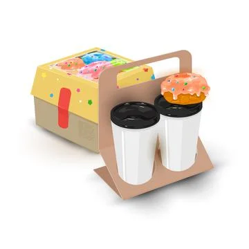Donut and cups of coffee Stock Illustration