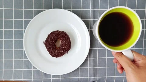 Donut and tea Stock Footage 288995197