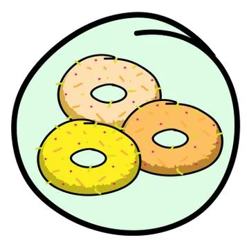 A Donut Assortment on Round Green Background Stock Illustration