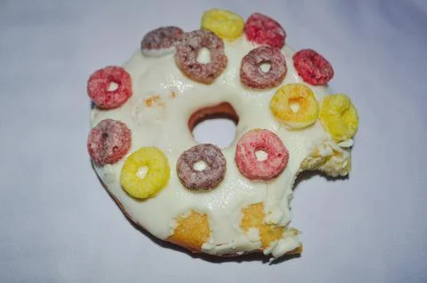 Donut with bite marks Foto stock