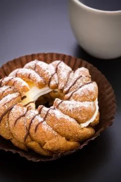 Donut on Black Background Stock Photos