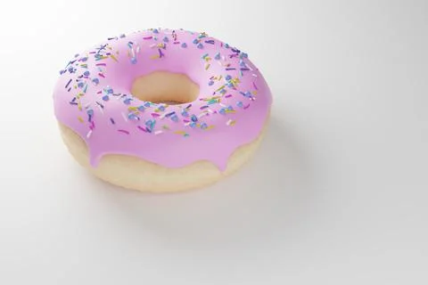 A donut with blue icing on white background 3d render Stock Illustration
