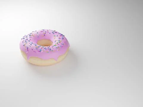 A donut with blue icing on white background 3d render Stock Illustration