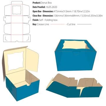 Donut box packaging template self lock die cut - vector-eps Stock-Illustration