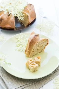 Donut cake with elderflowers Stock Photos