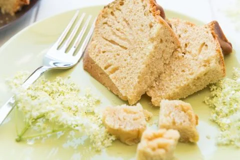 Donut cake with elderflowers Stock Photos
