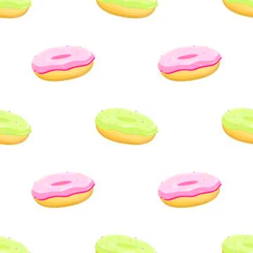 Donut cake seamless vector pattern Stock Illustration