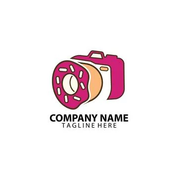 Donut camera logo design vector Stock Illustration