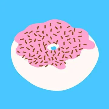 Donut in cartoon flat style Stock Illustration