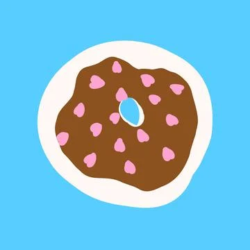 Donut in cartoon flat style Stock Illustration