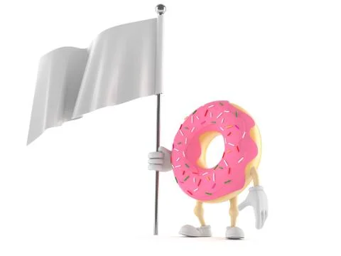 Donut character with blank flag Ilustração Stock